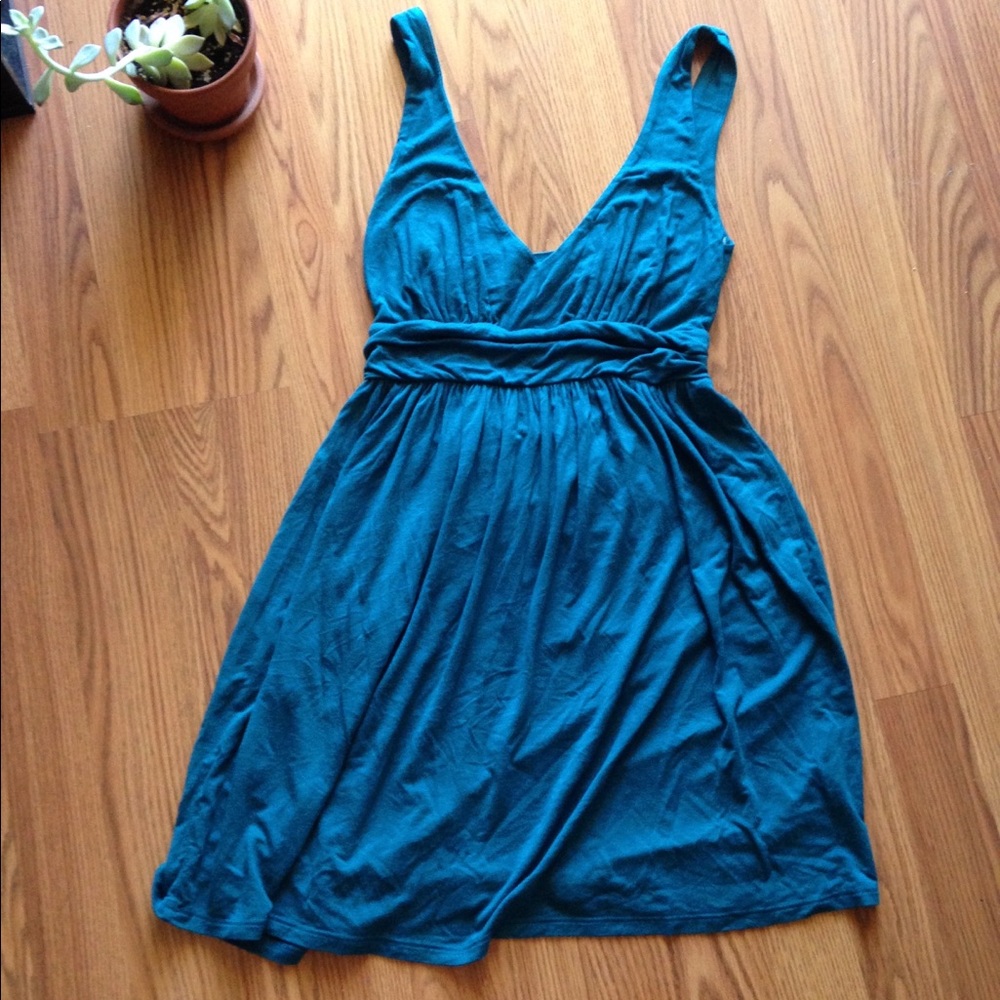 Teal cut out back dress by Solemio